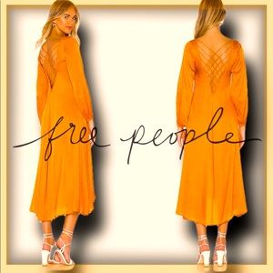 FREE PEOPLE,MIDI DRESS, NWOT, SZ 12, TANGERINE